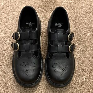 Dr. Martens Black Double Buckle Kids Dress Shoes